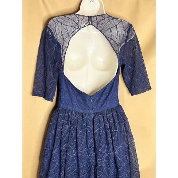 Monique Lhullier Navy Lines Dress 8 - Picture 8 of 14